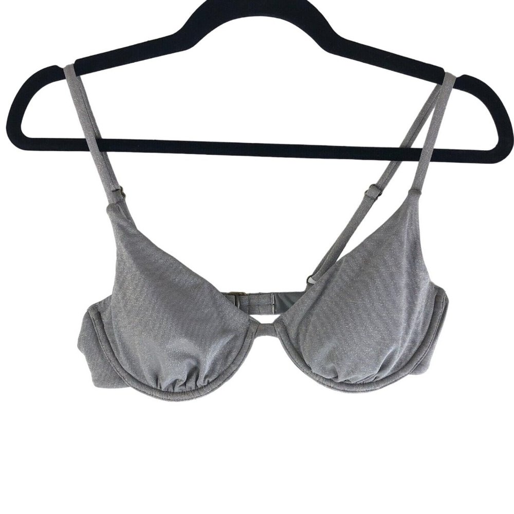 Andie Swim Sicily Bikini Top Underwire Glitter Metallic Silver M